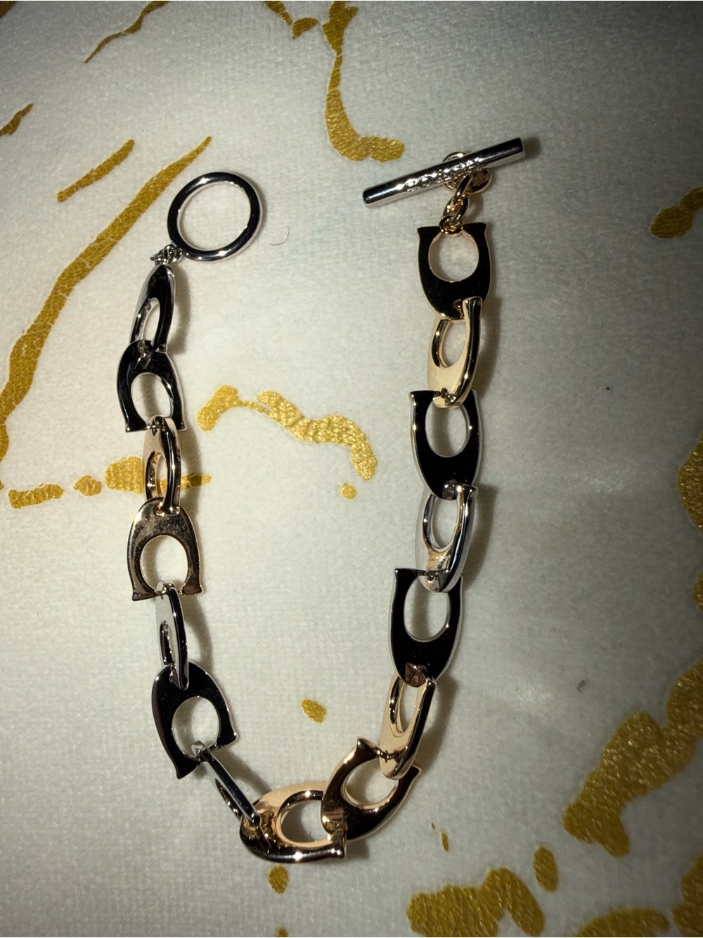 Coach Two-Tone Link Bracelet - Gold and Silver - Picture 3 of 6
